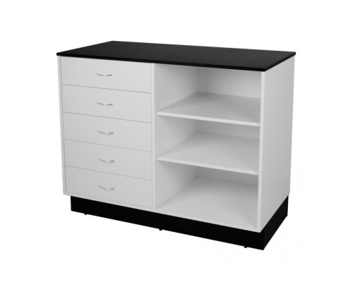 MD12-5dr Прилавок 970х1200х600 черный/белый - 5 ящиков, 2 полки