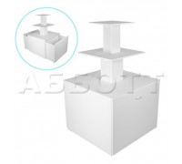 PВTL-144-406090-2D Стол-пирамида Н1440,полки400х400,600х600,900х900,ЛДСП 16мм,бел.ш.2ящ.мал.колеса