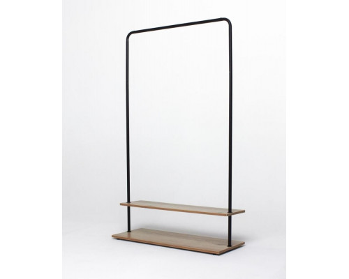 Вешалка напольная Отрада с двумя полками для обуви из ЛДСП, 910х330х1500Н, белая/дуб