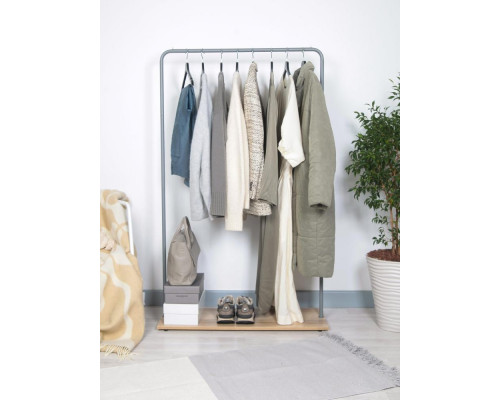 Вешалка напольная Отрада с полкой для обуви из ЛДСП, 910х330х1500H, серая/дуб