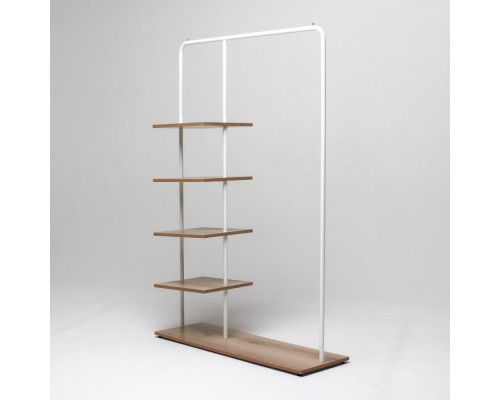 Вешалка напольная Отрада с пятью полками для одежды и обуви из ЛДСП, 1000х330х1500Н, серая/дуб