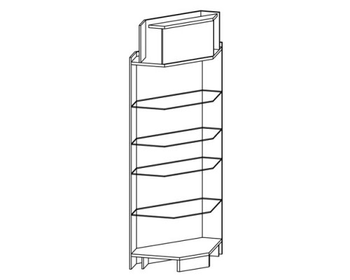 Стеллаж угловой, внутренний (полки стекло) SV 120
