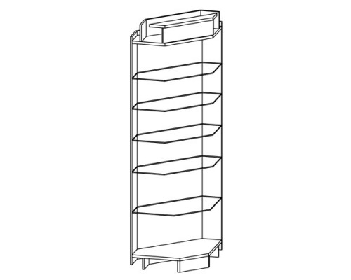 Стеллаж угловой, внутренний (полки стекло) SV 520