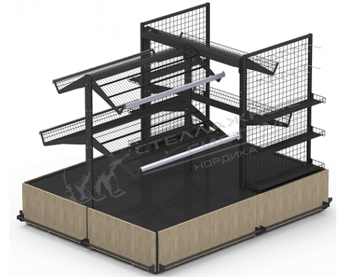 Стеллаж для фруктов и овощей с торцевой секцией 800х1250 h 1650 мм