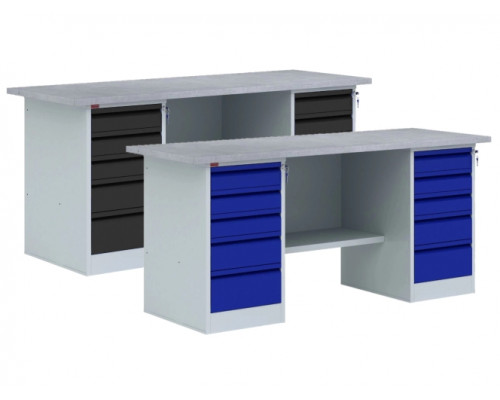 Двухтумбовый металлический верстак ВП-6