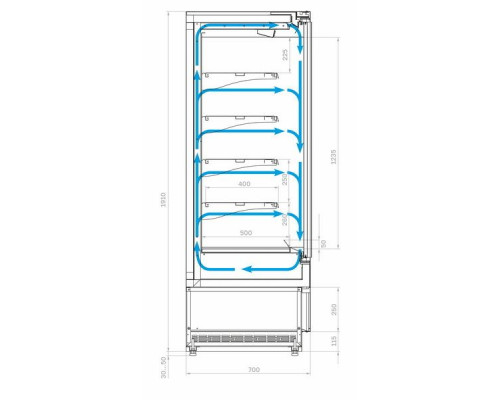 Холодильная горка гастрономическая Carboma FC 20-07 VM 2,5-1 0030 Light (фронт Х0) версия 2.0 9006-9005