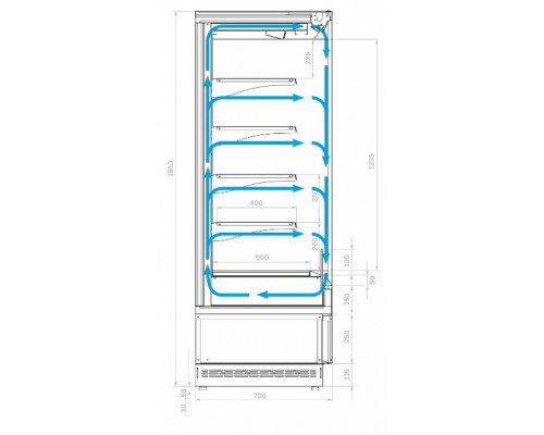Холодильная горка гастрономическая Carboma FC20-07 VM 1,3-2 0300 версия 2.0 (9006-9005)