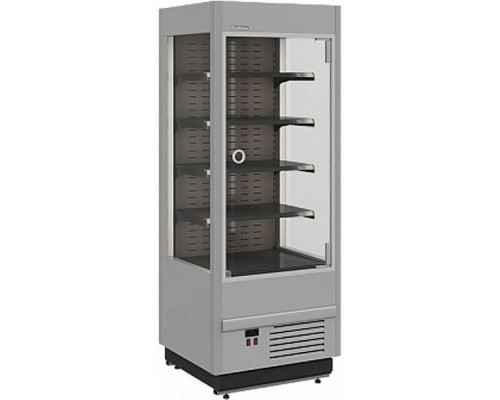 Холодильная горка гастрономическая Carboma FC20-08 VM 0,7-1 Light (фронт X0, 9006-9005 цвет серо-черный)