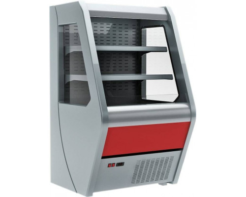 Холодильная горка универсальная Carboma F13-07 VM 0,7-2 (Carboma 1260/700 ВХСп-0,7) (0011-3020 боковины сер пластик, декор красный)