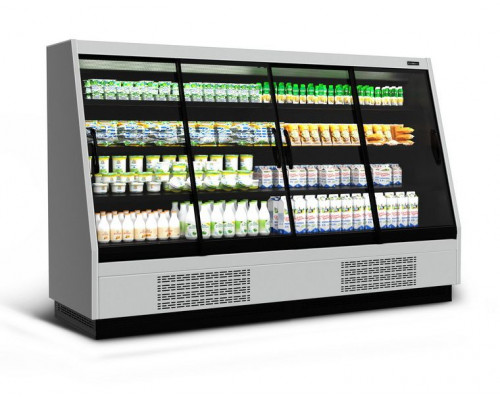 Холодильная горка универсальная Carboma F16-08 VV 2,5-1 0030 Standart фронт X1 версия 2.0 (9006-9005)