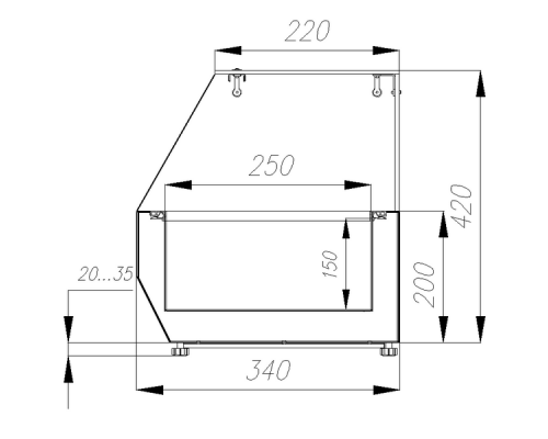 Холодильная витрина для ингредиентов Carboma A30 SM 1,6-G (VT3v-G (GN1/4))
