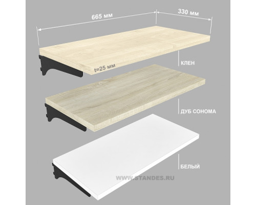 Полка , толщина ДСП 25 мм, для настенного стеллажа 665*330 мм Серия Легкая
